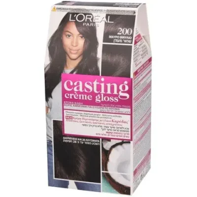 קסטינג קרם גלוס צבע שיער ללא אמוניה למראה מבריק ועשיר בגוון 200 שחור