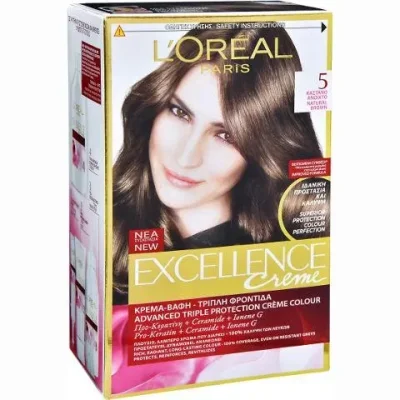 אקסלנס קרם צבע שיער קבוע לטיפוח עשיר בגוון 5 חום טבעי