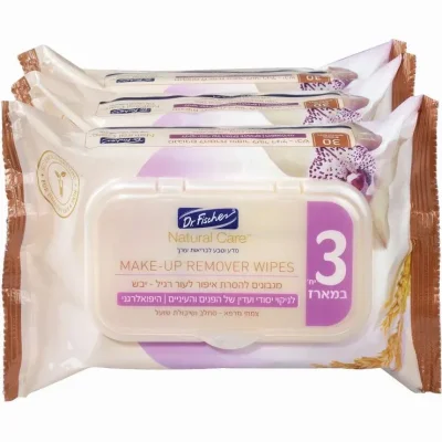 ד"ר פישר נטורל קר מגבונים להסרת איפור לעור רגיל/יבש שלישייה