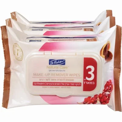 ד"ר פישר נטורל קר מגבונים להסרת איפור לעור רגיש שלישיה