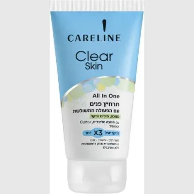 CARELINE CLEAR SKIN תרחיץ פנים עם פעולה משולשת