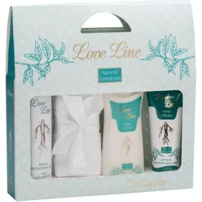 חלאבין לאב ליין מארז: קרם ידיים, קרם גוף, דאודורנט ספריי ומגבת