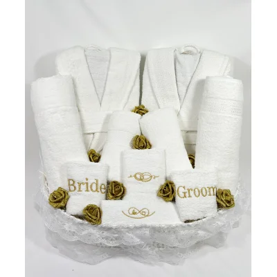 סלסלת כלה חתן יוקרתי למקווה / לחינה צבע זהב (אלגנט)