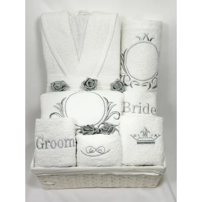 סלסלת כלה יוקרתי למקווה / לחינה צבע כסף (מלכותי)