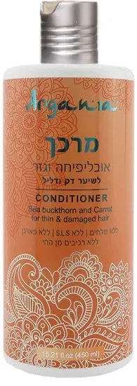 ארגניה מרכך לשיער דק ודליל  מעושר באובליפיכה וגזר - בנפח 450 מ''ל ARGANIA