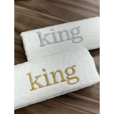 מגבת מגולגלת כיתוב מזל טוב/חתן/כלה/GROOM/KINGQUEEN